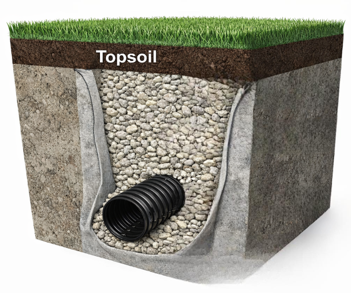 French Drain Installation by Edgington Construction
